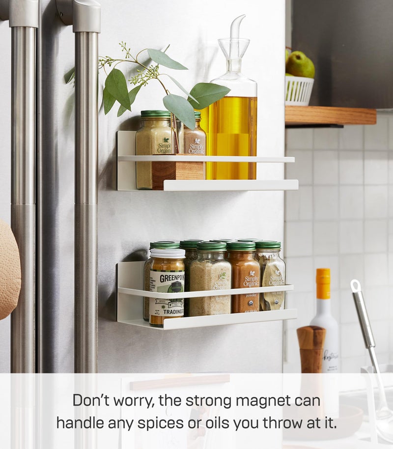 YAMAZAKI Home Plate Magnetic Spice Storage Rack Organizer For Fridge - Steel - Image 3